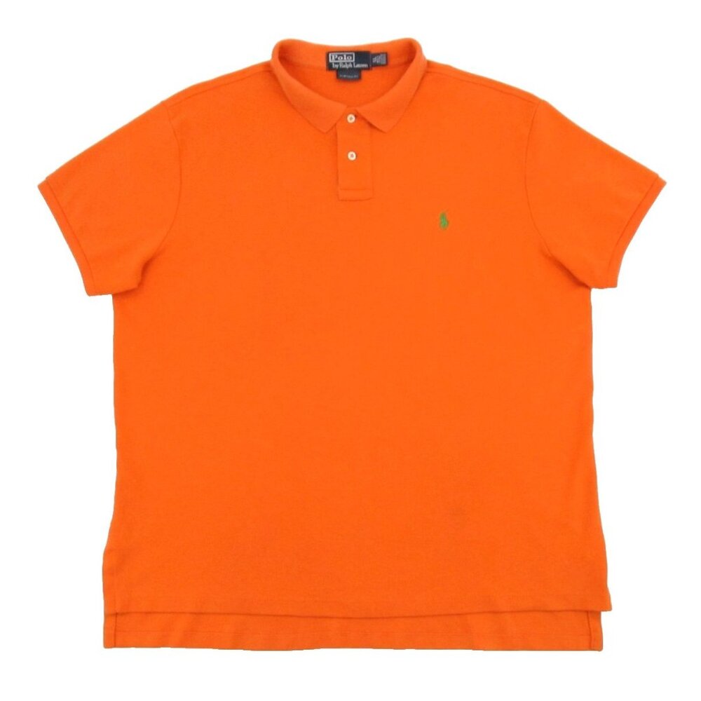 Polo Ralph Lauren Polo Shirt XL Orange Custom Fit Green Pony Logo Short Sleeve